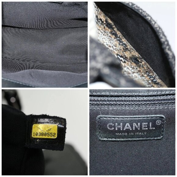 CHANEL Turn Lock Chain Shoulder Bag Wool Gray CC Auth - Picture 14 of 15